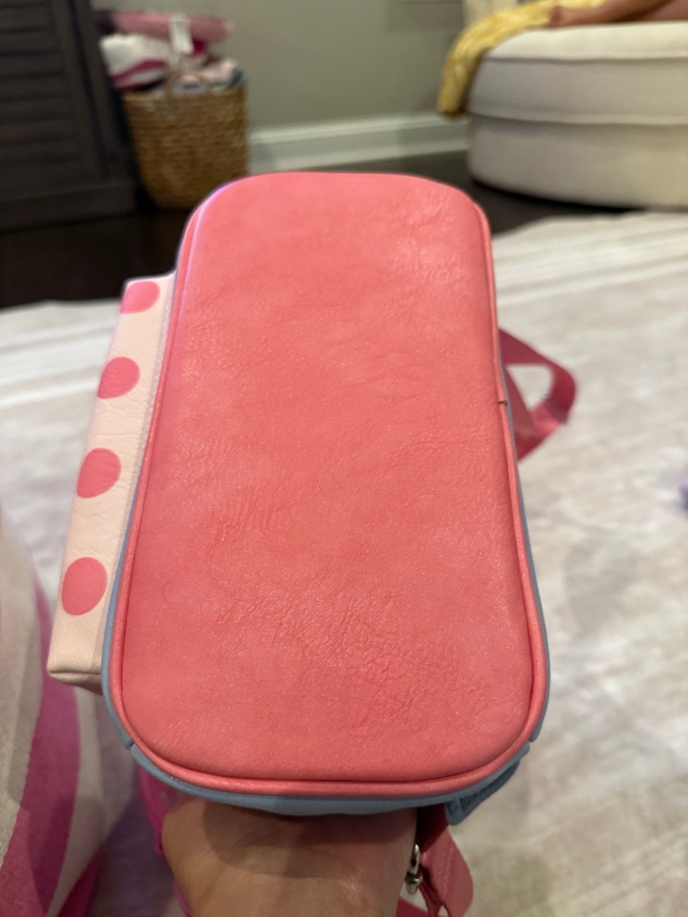 Little Bo Peep Loungefly Pink & Blue Polka Dot Kids Mini Backpack - Picture 2 of 3